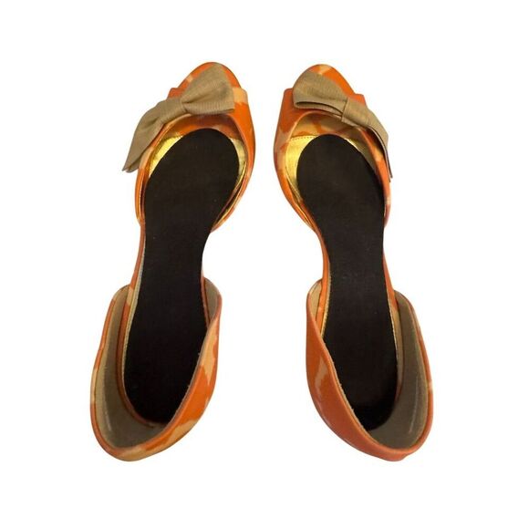 J. Crew Women's Pink Peep Toe Heels with Tan Bow Size 8.5 - Picture 6 of 9